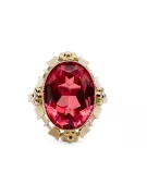 14K жълто злато Рубин Пръстен Винтидж бижута vrc043y